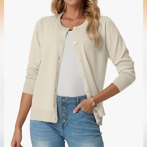 NWOT Grecerelle Cream and Gray Cardigan Sweater